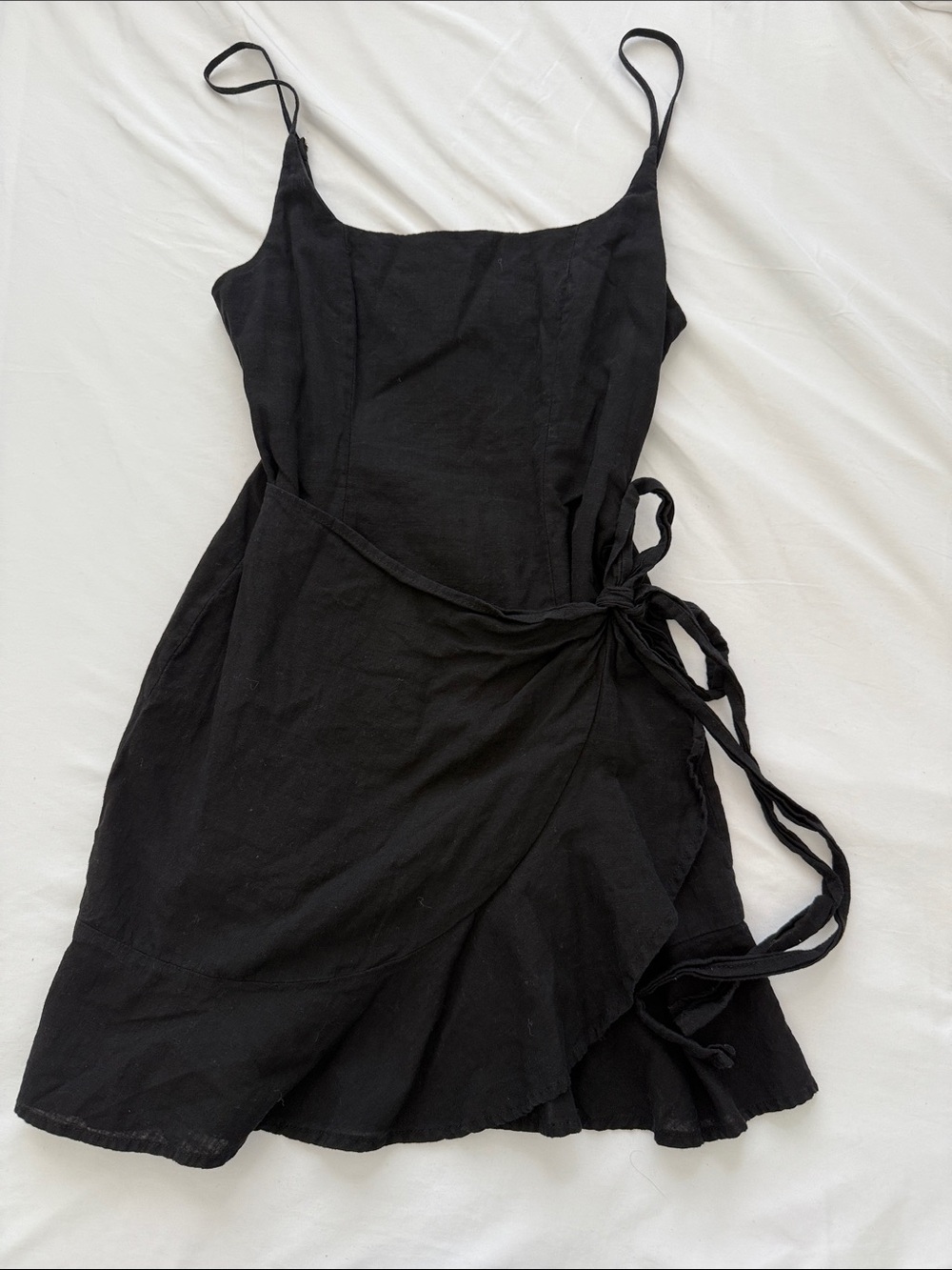 Princess Polly Black Wrap Mini Dress with Tie Straps